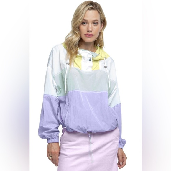 ASTR the Label Sawyer Color Block Windbreaker Pastel Size Small Sporty Tennis - Picture 1 of 16
